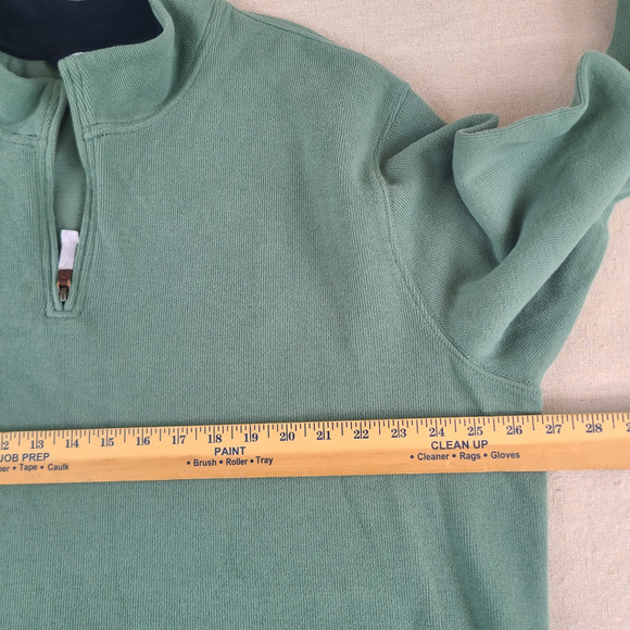NWOT Lands End Mens Bedford Rib Quarter Zip Sweater Green Soft Pullover Size XXL - Picture 5 of 10